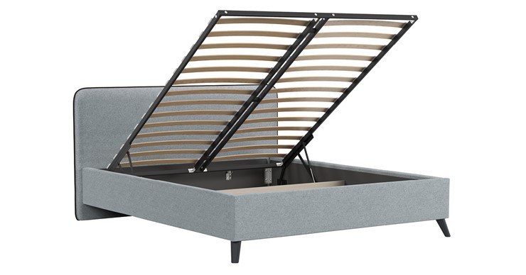Кровать с механизмом Миа, 160 Bravo grey (серый) / кант Лайт 10 Велюр (коричневый) + кроватное дно в Элисте - изображение 2
