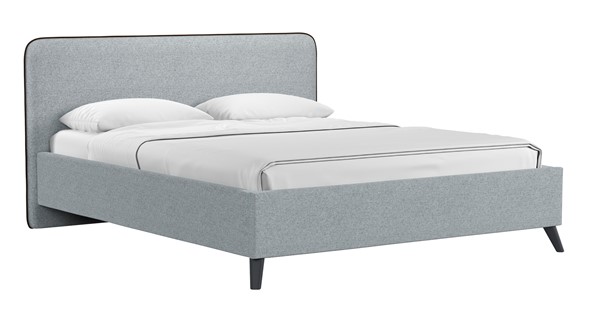 Кровать с механизмом Миа, 160 Bravo grey (серый) / кант Лайт 10 Велюр (коричневый) + кроватное дно в Элисте - изображение