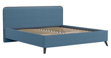 Кровать с механизмом двуспальная Миа, 180 Bravo blue (светло-синий) / кант Лайт 10 Велюр (коричневый) + кроватное дно в Элисте - предосмотр 1