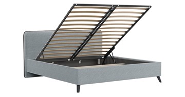 Двуспальная кровать с механизмом Миа, 180 Bravo grey (серый) / кант Лайт 10 Велюр (коричневый) + кроватное дно в Элисте - предосмотр 2