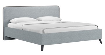 Двуспальная кровать с механизмом Миа, 180 Bravo grey (серый) / кант Лайт 10 Велюр (коричневый) + кроватное дно в Элисте - предосмотр