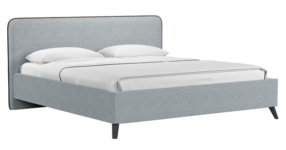 Двуспальная кровать с механизмом Миа, 180 Bravo grey (серый) / кант Лайт 10 Велюр (коричневый) + кроватное дно в Элисте - изображение