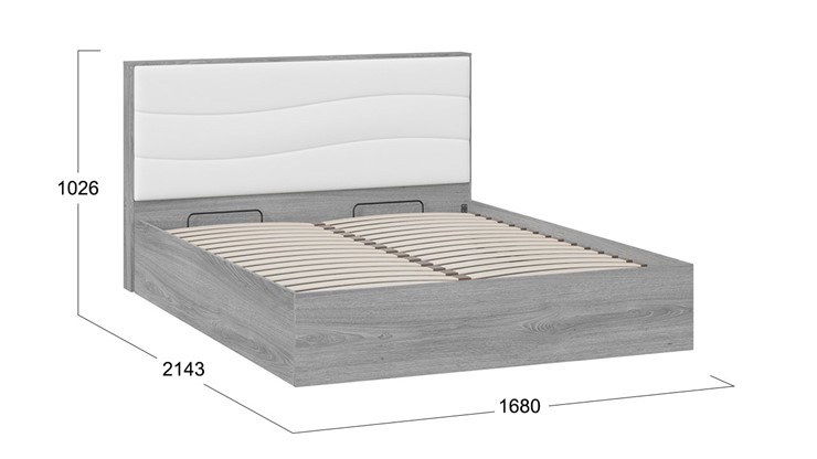 Кровать с механизмом двуспальная Миранда тип 1 (Дуб Гамильтон/Белый глянец) в Элисте - изображение 1