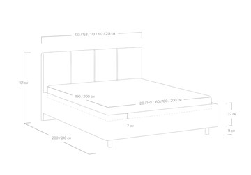 Двуспальная кровать с механизмом Prato 200х200 в Элисте - предосмотр 7