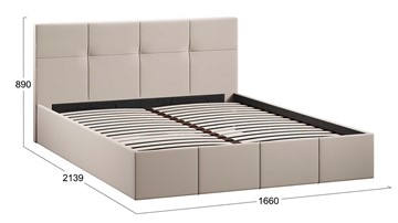Кровать с механизмом 2-спальная с заглушиной Лора (Велюр Confetti Cream) в Элисте - предосмотр 4