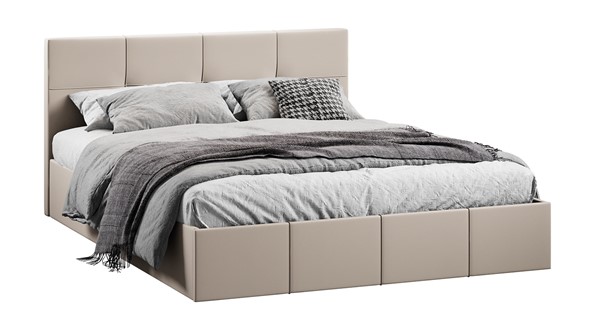 Кровать с механизмом 2-спальная с заглушиной Лора (Велюр Confetti Cream) в Элисте - изображение