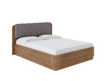 Кровать с подъемным механизмом Wood Home 1 160х200, Антик (сосна) с брашированием/Лама Светло-серый в Элисте - предосмотр