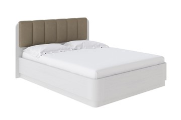 Двуспальная кровать с механизмом Wood Home 2 160х200, Микрофибра (Белая эмаль (сосна) с брашированием/Diva Тауп) в Элисте - предосмотр