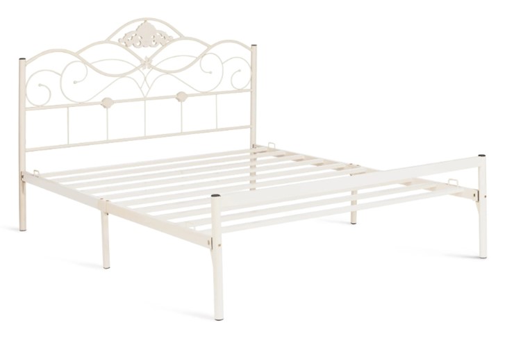 Кровать с основанием Federica (mod. AT-881) дерево гевея/металл, 160*200 (Queen bed), Белый (butter white) в Элисте - изображение 1