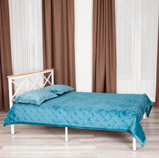 Кровать с основанием Iris (mod.9311) дерево гевея/металл, 160*200 см (Queen bed), Белый (White) в Элисте - изображение 9