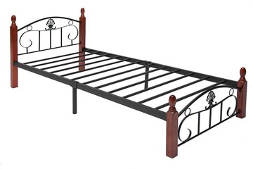 Кровать с основанием РУМБА (AT-203)/ RUMBA дерево гевея/металл, 120*200 см (middle bed), красный дуб/черный в Элисте - предосмотр 2