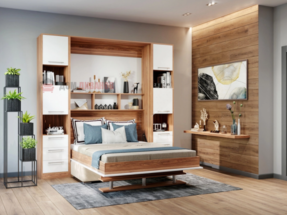 Кровать-шкаф с диваном Бела 1, с полкой ножкой, 1600х2000 в Элисте - изображение