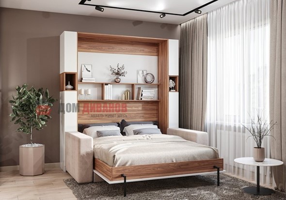 Кровать-шкаф с диваном Добрава, 1400х2000 в Элисте - изображение
