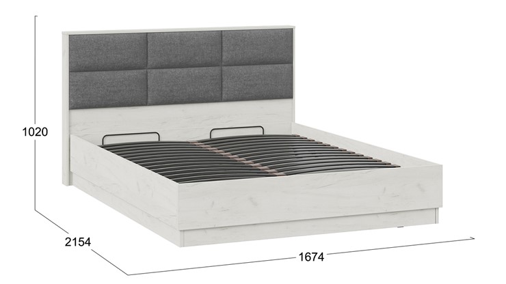 Кровать с мягким изголовьем Либерти, Дуб крафт белый/Графит СМ-297.01.002 в Элисте - изображение 3