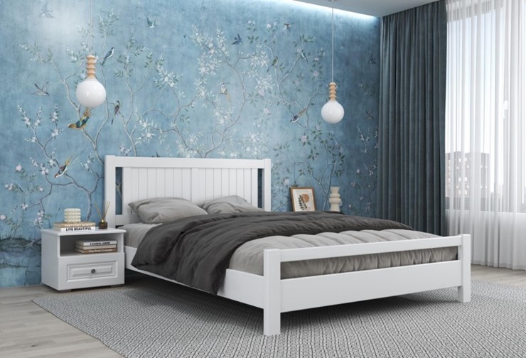 Кровать 1.5-спальная Ванесса из массива сосны (Белый Античный) 140х200 в Элисте - изображение 1