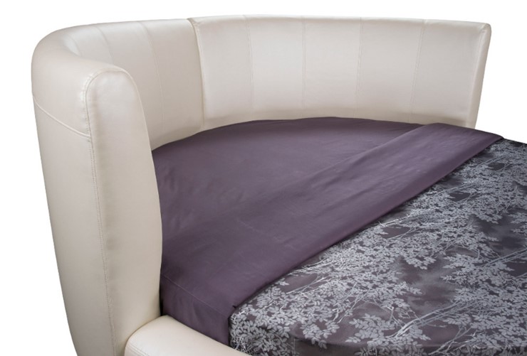 Круглая кровать Luna 200х200, Экокожа (Белый) в Элисте - изображение 1