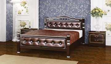 Двуспальная кровать Карина-11 (Орех Темный, обивка бриллиант) 160х200 в Элисте
