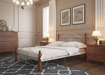 Кровать в спальню Фортуна 1, 1600, белый/махагон в Элисте - предосмотр 2