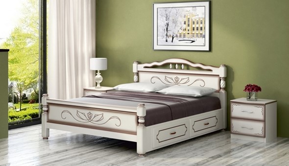 Кровать с выкатными ящиками Карина-5 (Дуб Молочный) 120х200 в Элисте - изображение