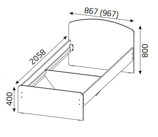 Кровать 800х2000 со средником и низкой ножной спинкой в Элисте - изображение 1