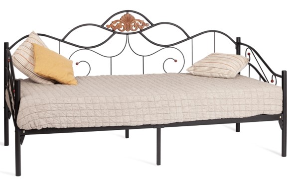 Спальная кровать Federica (mod. AT-881) дерево гевея/металл, 90*200 см (Day bed), красный дуб/черный в Элисте - изображение