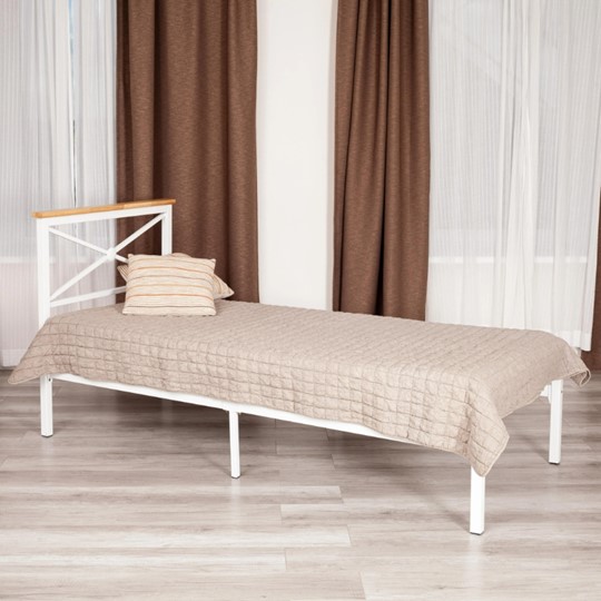 Кровать Iris (mod.9311) дерево гевея/металл, 90*200 см (Single bed), Белый (White) в Элисте - изображение 8