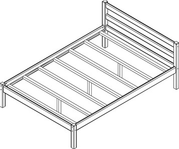 Кровать Рино с опорными брусками 140х200 массив сосны, без покрытия в Элисте - предосмотр 1