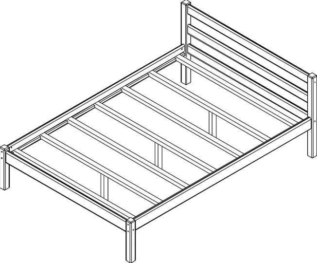 Кровать Рино с опорными брусками 140х200 массив сосны, без покрытия в Элисте - изображение 1