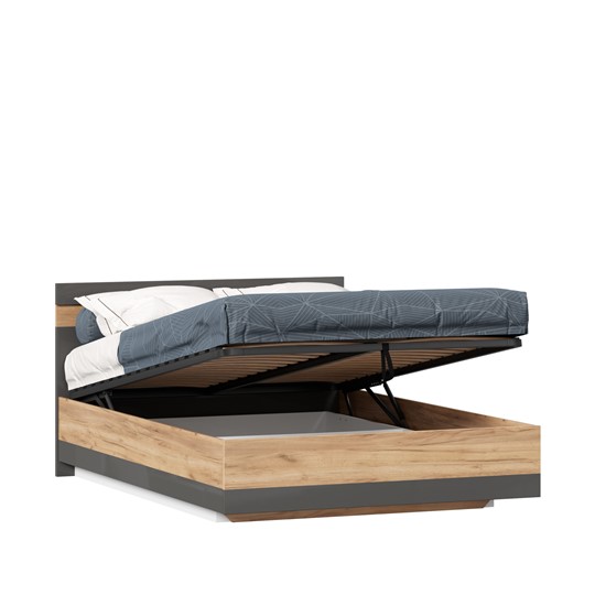 Кровать спальная Фиджи 1400 с подъемным механизмом ЛД 659.075, Дуб золотой/Антрацит в Элисте - изображение 2