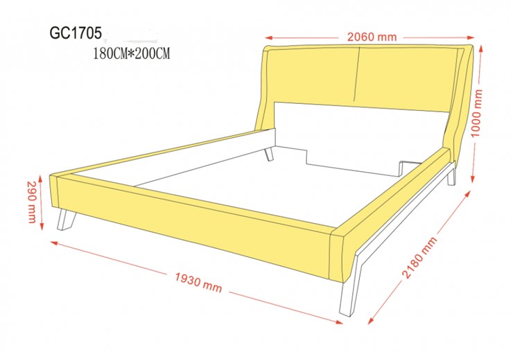 Спальная кровать GC1705 DARK GREY 180 в Элисте - изображение 10