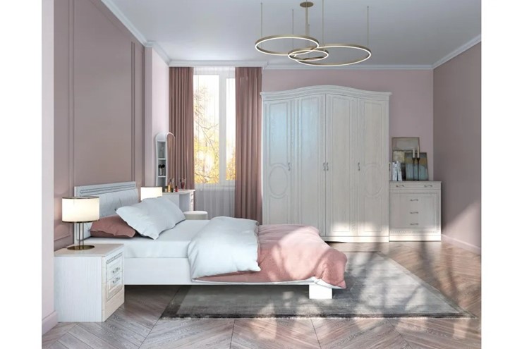 Спальная кровать Гертруда, М9, Экокожа с пуговицами без основания, белая лиственница/ясень жемчужный в Элисте - изображение 5