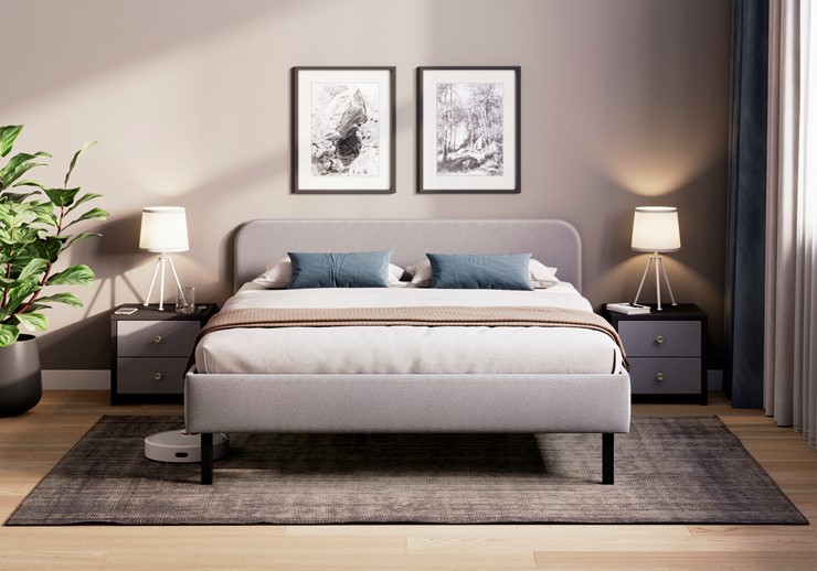 Кровать двуспальная Hanna 160х200 с основанием (Багама серый) в Элисте - изображение 1