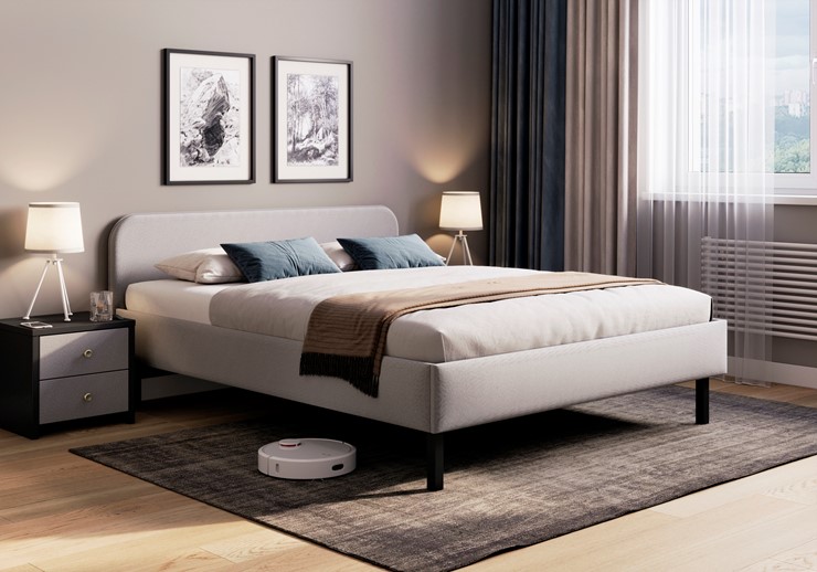 Кровать двуспальная Hanna 160х200 с основанием (Багама серый) в Элисте - изображение 2