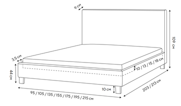 Кровать в спальню Lino 140х200, Велюр (Monopoly Прованский синий (792)) в Элисте - предосмотр 1