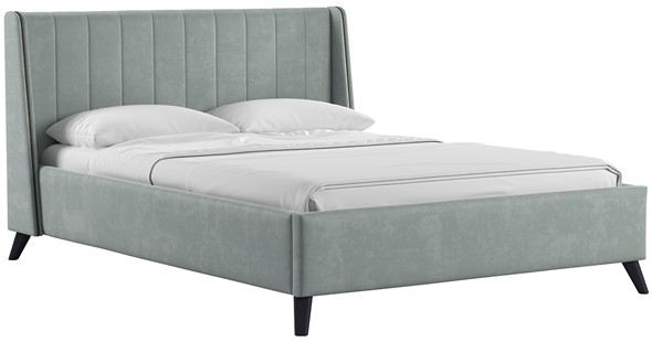 Полутороспальная кровать Мелисса 140, арт. Тори 61 велюр (серебристый серый) + кроватное дно в Элисте - изображение