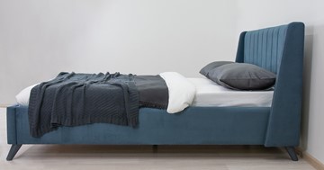 Кровать 1.5-спальная Мелисса 140, арт. Тори 83 велюр (серо-синий) + кроватное дно в Элисте - предосмотр 6