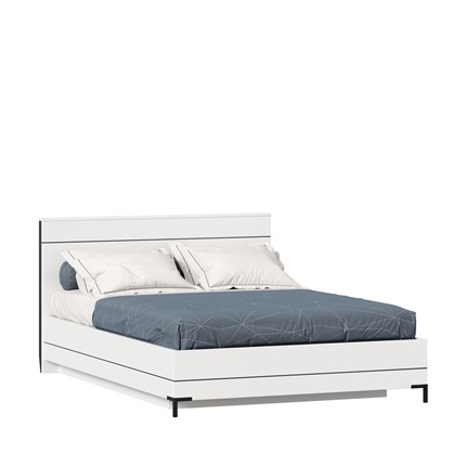 Кровать в спальню Норд 1400 ЛД 677.140.000.019 с подъемным механизмом, Белый/Черный в Элисте - изображение