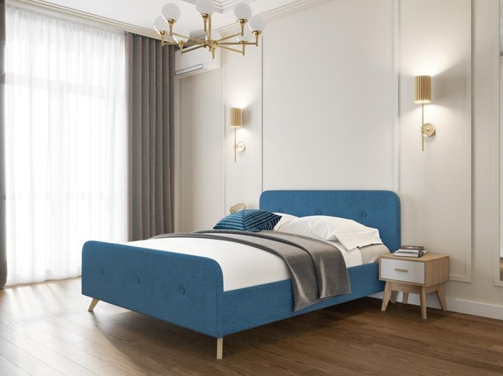 Кровать полутороспальная Сиерра 1400 (без основания) Аура голубой в Элисте - изображение 1