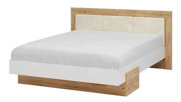 Кровать 1.5-спальная Тоскана 1400 (Дуб крафт золотой/Белый поры глубокие) с основанием в Элисте