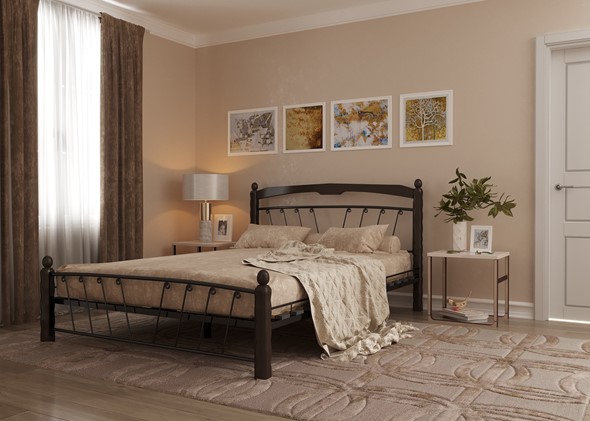 Полутороспальная кровать Муза 1, 1400, черный/шоколад в Элисте - изображение