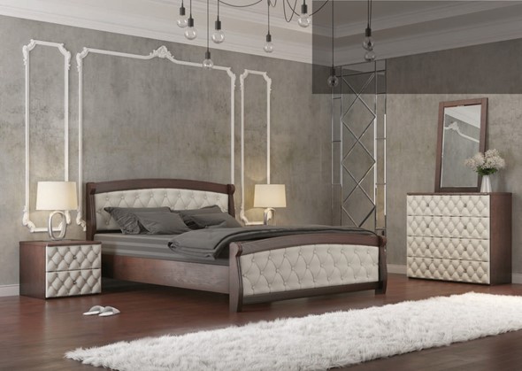 Кровать спальная Магнат 160*190 с основанием, мягкие спинки в Элисте - изображение