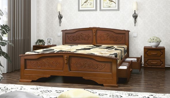 Кровать с выкатными ящиками Елена (Орех) 140х200 в Элисте - изображение