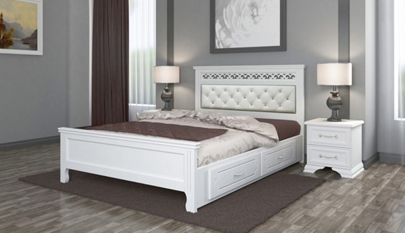 Кровать с выкатными ящиками Грация (Белый Античный) 140х200 в Элисте - изображение
