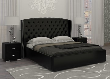 Кровать двуспальная Dario Grace 200x200, Экокожа (Черный) в Элисте
