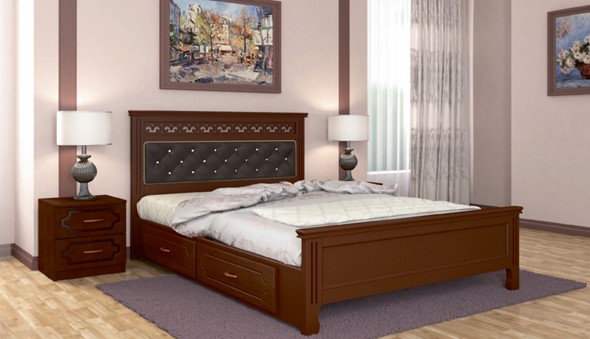 Кровать с выкатными ящиками Грация (Орех) 160х200 в Элисте - изображение