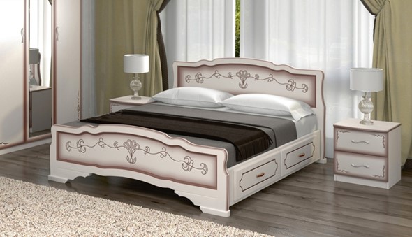 Кровать с выкатными ящиками Карина-6 (Дуб Молочный) 160х200 в Элисте - изображение