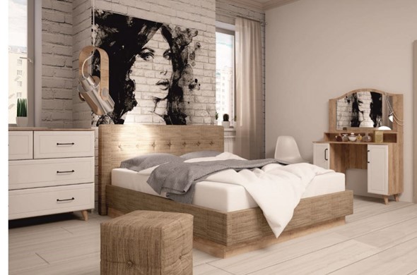 Модульная спальня Ханна, набор 4, дуб баррик/белый в Элисте - изображение