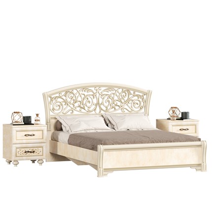 Гарнитур в спальню Александрия, кровать, 2 тумбочки, Ленто в Элисте - изображение