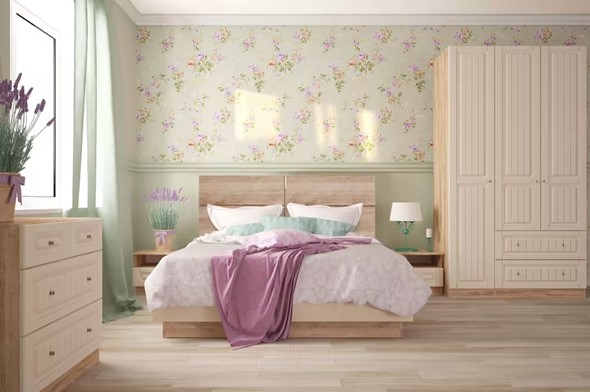 Модульная спальня Богуслава, дуб баррик светлый/крем брюле в Элисте - изображение