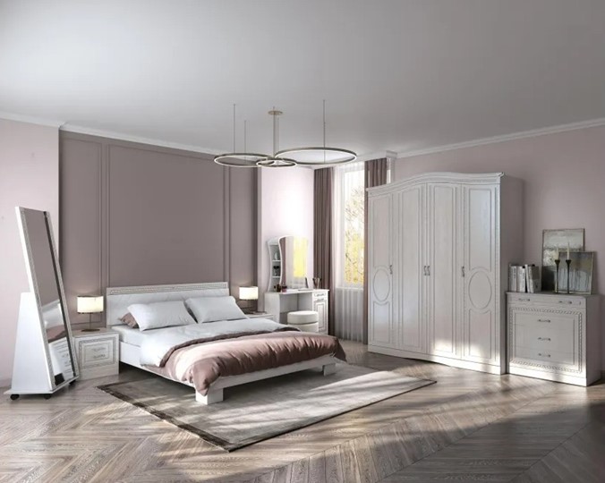 Модульная спальня Гертруда 1, белая лиственица/ясень жемчужный в Элисте - изображение